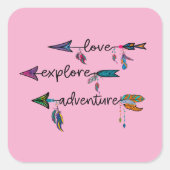 Sticker Carré Amour Explore Aventure Arrow Tribal Boho Design (Devant)