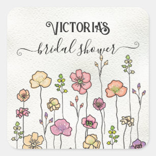 Sticker Carré Amour fleur sauvage en Fête des mariées fleurie