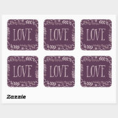 Sticker Carré Amour floral rustique | Violet | (Feuille)