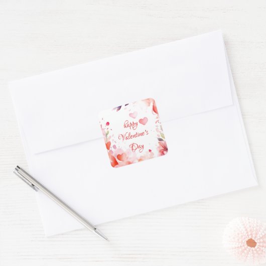 Sticker Carré Amour | HEUREUSE SAINTE-VALENTIN (Enveloppe)