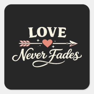 Sticker Carré Amour Jamais Ne Se Fane Flèche Vers La Droite T-Sh