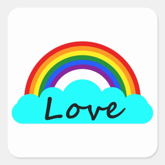 Sticker Carré Amour - LGBT Rainbow (Devant)