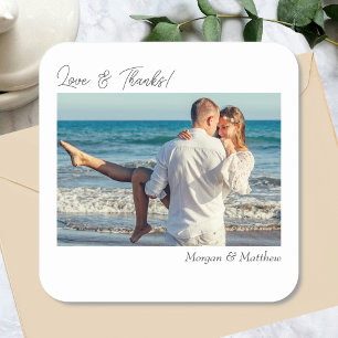 Sticker Carré Amour & Merci, Personnaliser Photo & Noms