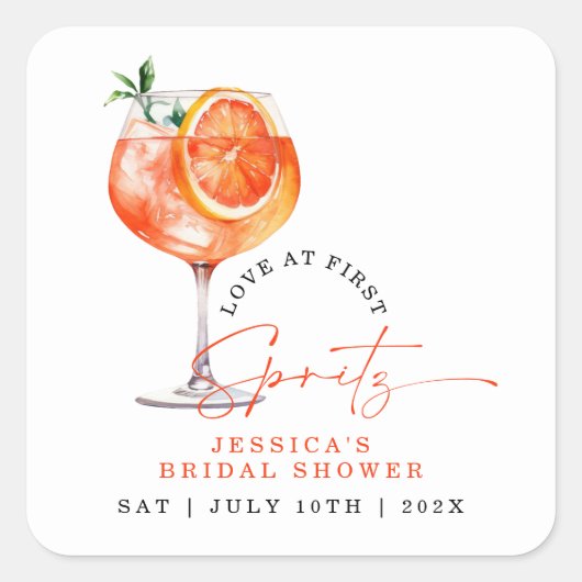 Sticker Carré Amour Moderne à Première Gorgée Fête de Mariage (Devant)