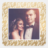 Sticker Carré Amour Moderne en Écriture Script Mariage Photo (Devant)