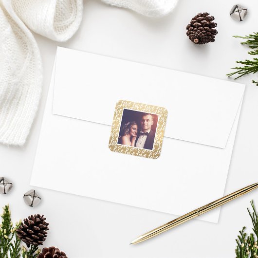 Sticker Carré Amour Moderne en Écriture Script Mariage Photo