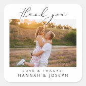 Sticker Carré Amour Moderne & Merci Faveurs de mariage (Devant)