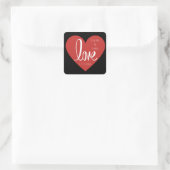 Sticker Carré Amour moderne Rouge Noir Noir Mariage Faveur Envel (Sac)