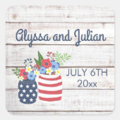 Sticker Carré Amour patriotique Quart de juillet Mariage (Devant)