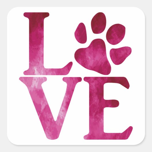Sticker Carré Amour Rose Clair Classique (Devant)