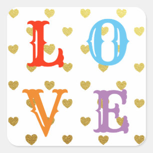 Sticker Carré Amour Saint Valentin coeur de parties scintillant
