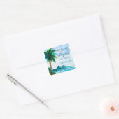 Sticker Carré Amour Tropical Plage Mariage Faveur (Enveloppe)