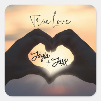 Sticker Carré Amour véritable coucher de soleil Votre cœur dans 
