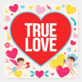 Sticker Carré Amour Véritable - Saint Valentin (Devant)