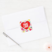 Sticker Carré Amour Véritable - Saint Valentin (Enveloppe)