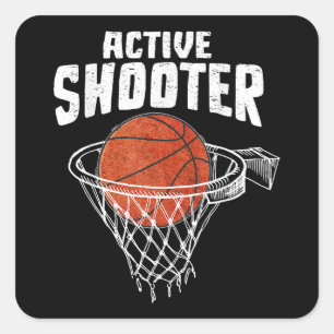 Sticker Carré Amoureux de basket-ball tireur actif Hommes Femmes