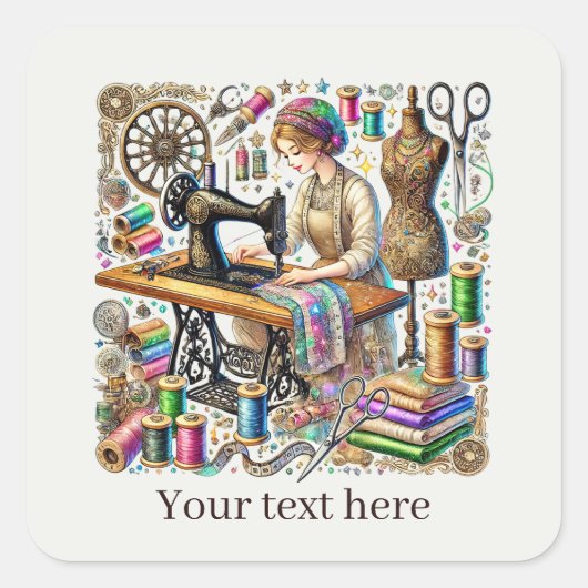 Sticker Carré Amoureux de couture mignons ajoutent du texte (Devant)
