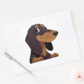 Sticker Carré Amoureux de Dachshund (Enveloppe)