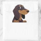 Sticker Carré Amoureux de Dachshund (Sac)