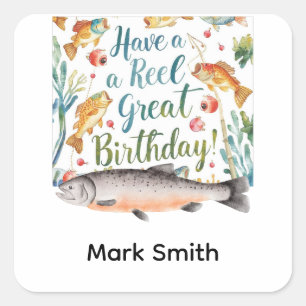 Sticker Carré Amoureux de la pêche thème Anniversaire