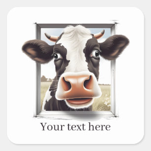 Sticker Carré Amoureux de la vache drôle personnalisable