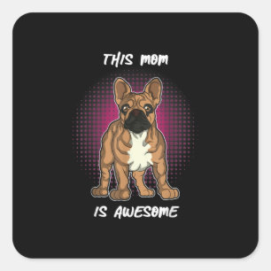 Sticker Carré Amoureux de les chiens Cadeaux français de Bulldo