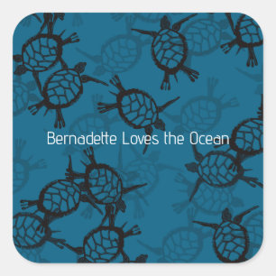 Sticker Carré Amoureux de l'océan Tortue marine