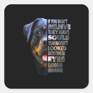 Sticker Carré Amoureux des chiens Rottweiler Soul I Love Rotties