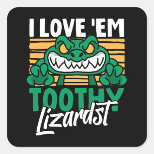 Sticker Carré Amoureux drôle d'alligator et crocodile du zoo