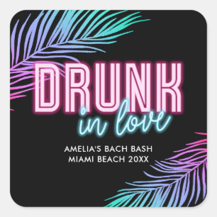 Sticker Carré Amoureux Ivre Néon Bleu & Rose Tropical Bach