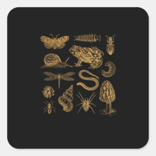 Sticker Carré Amoureux vintage de la grenouille champignon papil