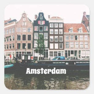 Sticker Carré Amsterdam Voyage Souvenir