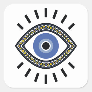 Sticker Carré Amulet de protection des yeux contre le mal ethniq