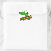 Sticker Carré Amusant Alligator Manger Bacon Artwork (Sac)