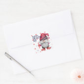 Sticker Carré Amusant Coeurs Gnome Valentine (Enveloppe)
