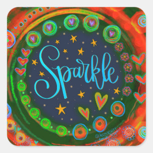 Sticker Carré Amusant Colorful Uplifle Sparkle Enseignant Salle
