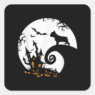 Sticker Carré Amusant Costume D'Halloween De Chien À Feu Et De L