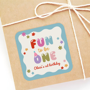 Sticker Carré Amusant d'être une daisy colorée 1er anniversaire