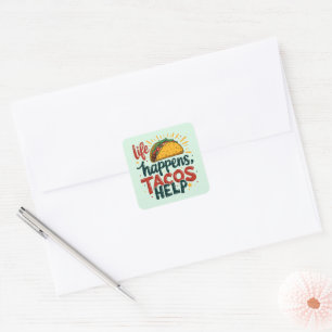 Sticker Carré Amusant Taco Lover Fiesta Humour de nourriture Art