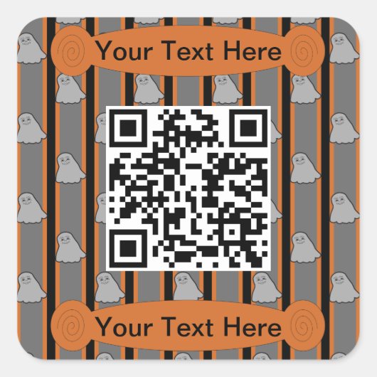Sticker Carré Amusement et fantaisie Halloween Ghost QR Code (Devant)