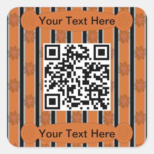 Sticker Carré Amusement et fantaisie Halloween Spider Web QR Cod (Devant)