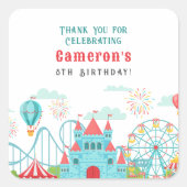 Sticker Carré Amusement Park Anniversaire (Devant)