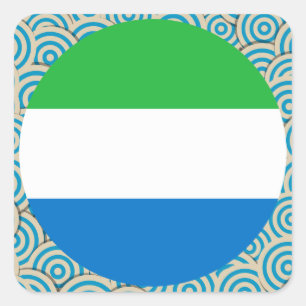 Sticker Carré Amusement rempli, drapeau rond de Sierra Leone