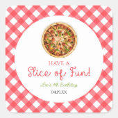 Sticker Carré Amusez-vous ! Pizza fête d'anniversaire (Devant)