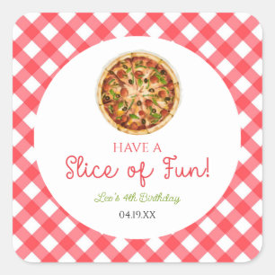 Sticker Carré Amusez-vous ! Pizza fête d'anniversaire