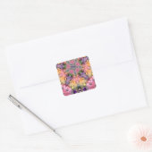 Sticker Carré AMY ~ Tons Jaune, Violet, Rose, Bleu (Enveloppe)