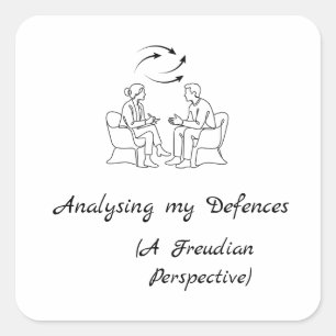 Sticker Carré Analyser mes défenses, psychologie drôle 