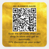 Sticker Carré Analyser QR Code Remise Gold PERSONNALISÉ (Devant)