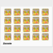 Sticker Carré Ananas à fleurs (Feuille)