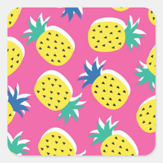 Sticker Carré Ananas Couleurs folles : Pop-Art chilien.